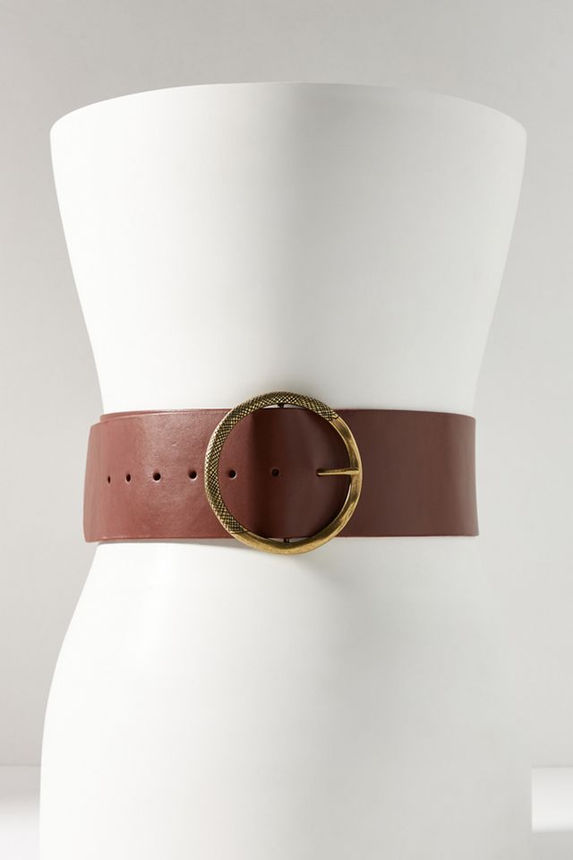 Round Buckle Leather Belt #3