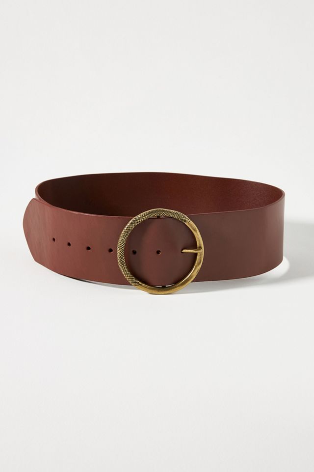 Round Buckle Leather Belt #1
