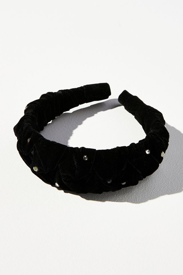 Embellished Ruched Velvet Headband Anthropologie