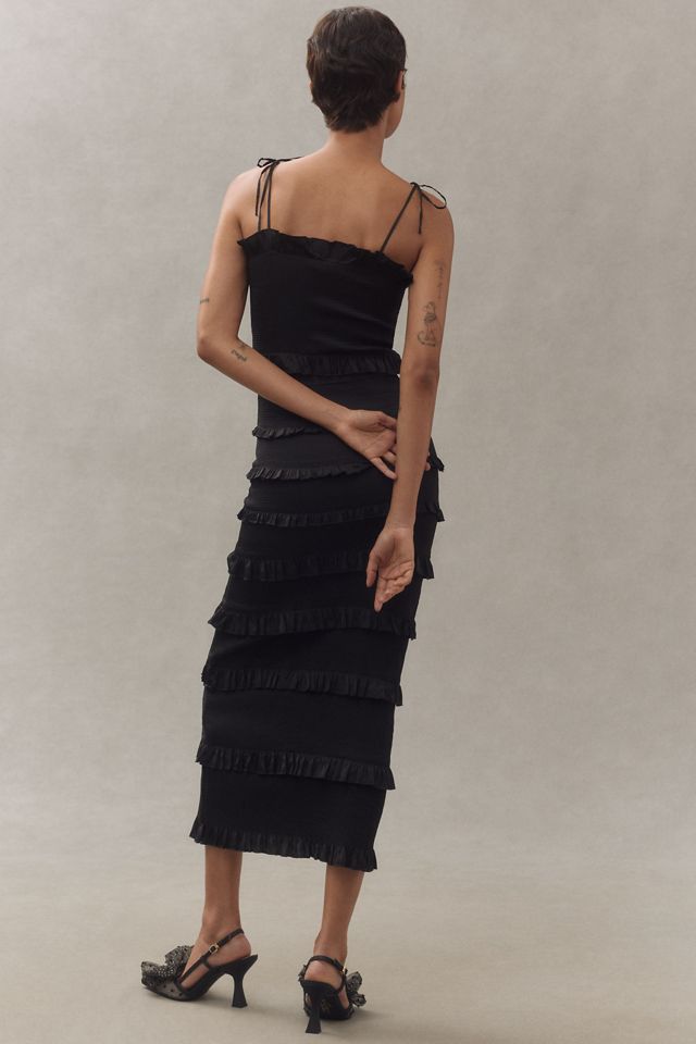 V. Chapman Lily Ruched & Ruffled Stretch Satin Midi Dress  #1
