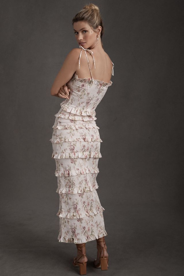 V. Chapman Lily Ruched & Ruffled Stretch Satin Midi Dress  #2