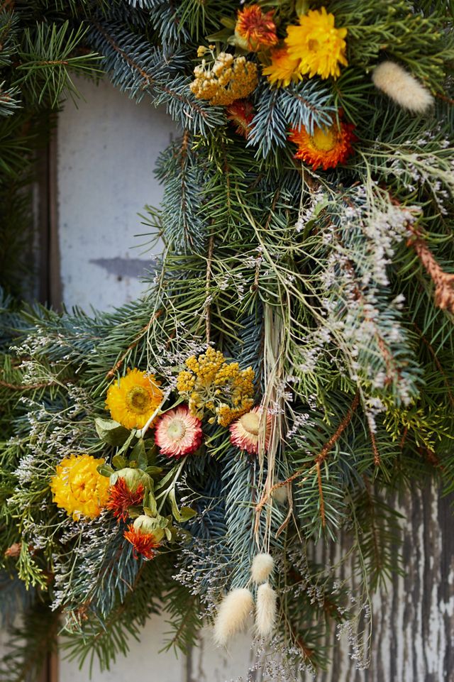 Fresh Noble Fir + Preserved Stem Wreath #4