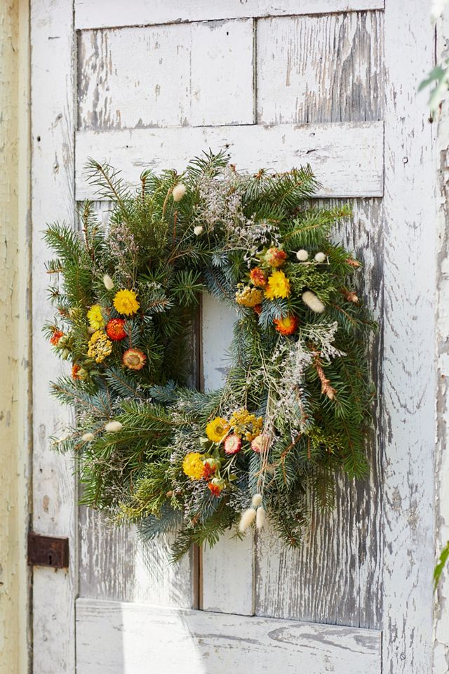 Fresh Noble Fir + Preserved Stem Wreath #3