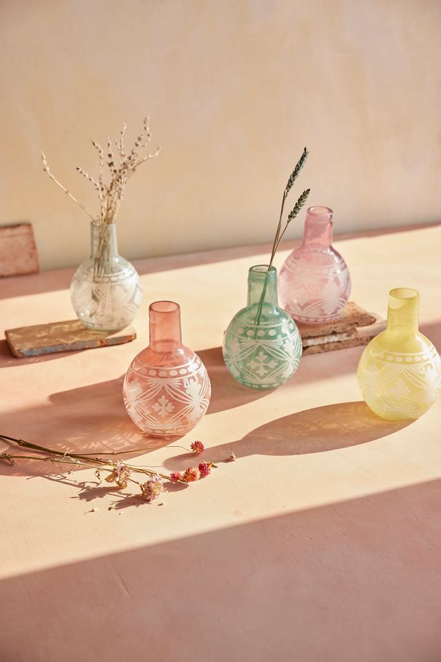 Pastel Etched Glass Vase, Bud #2