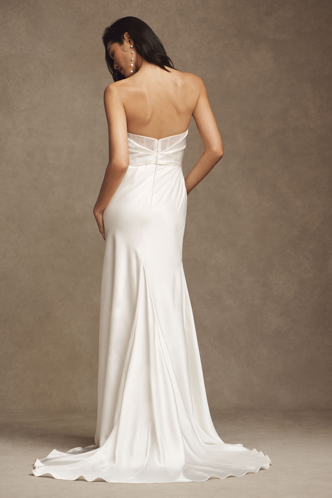 Watters Orlie Strapless Corset Satin Sheath Wedding Gown