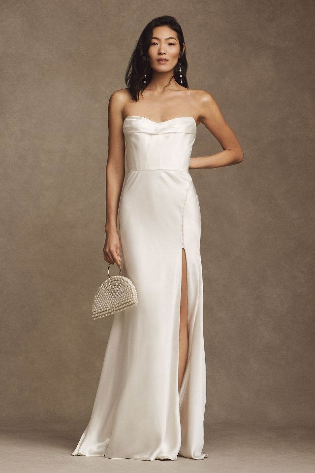 Satin column shop wedding dress