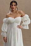 Willowby by Watters Cameron Tiered-Sleeve Off-Shoulder Mesh Column Wedding Gown #4