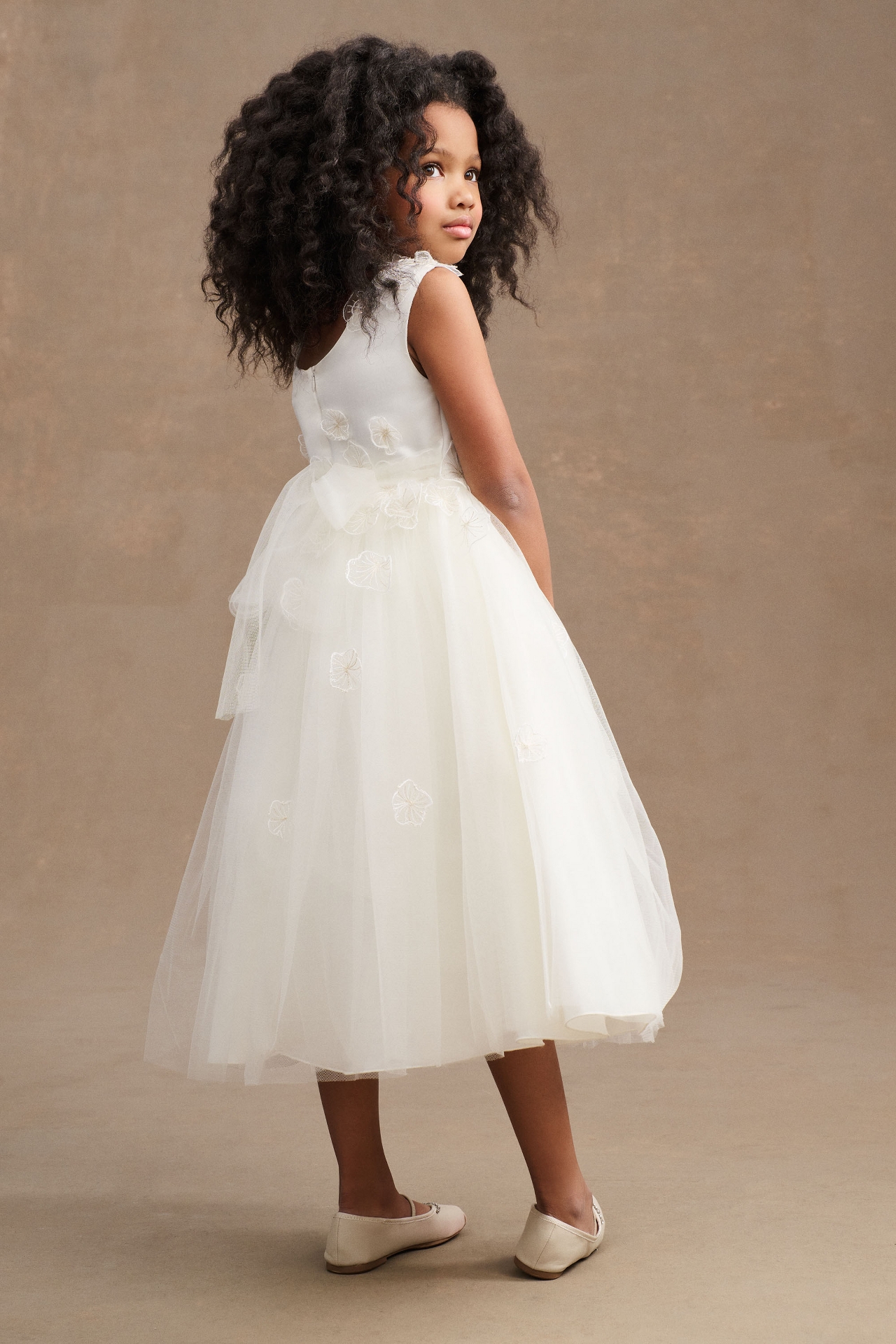 Princess Daliana Emmie Floral Applique Tulle Flower Girl Dress