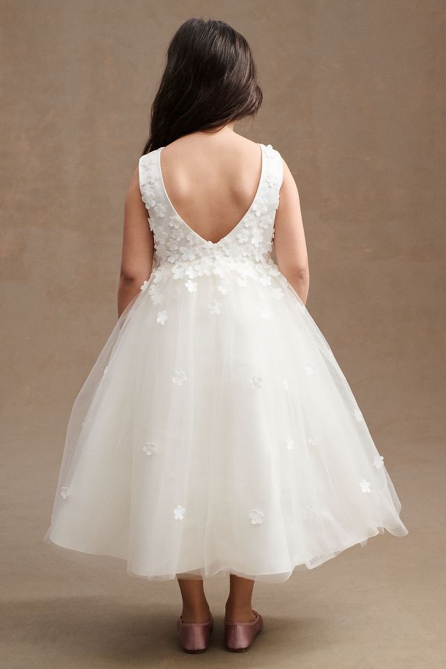 Princess Daliana Carrie Floral Applique Low-Back Tulle Flower Girl