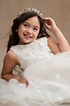 Princess Daliana Carrie Floral Applique Low-Back Tulle Flower Girl Dress #3