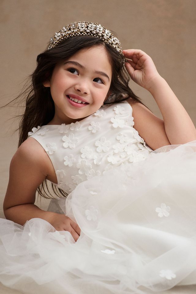 Princess Daliana Emmie Floral Applique Tulle Flower Girl Dress