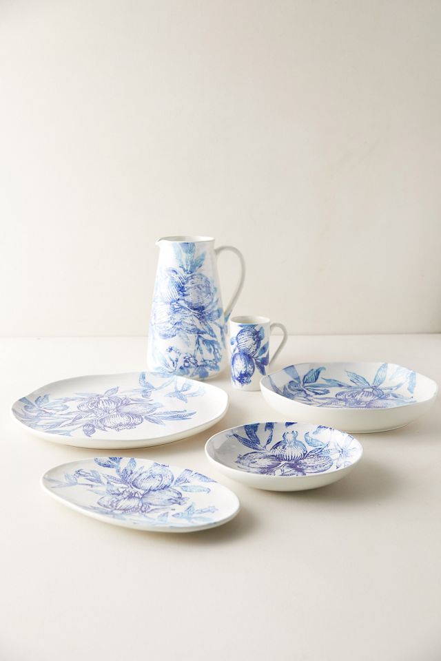 Blue Pomegranate Platter, Small Oval #1