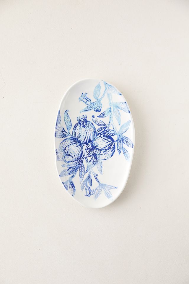Blue Pomegranate Platter, Small Oval