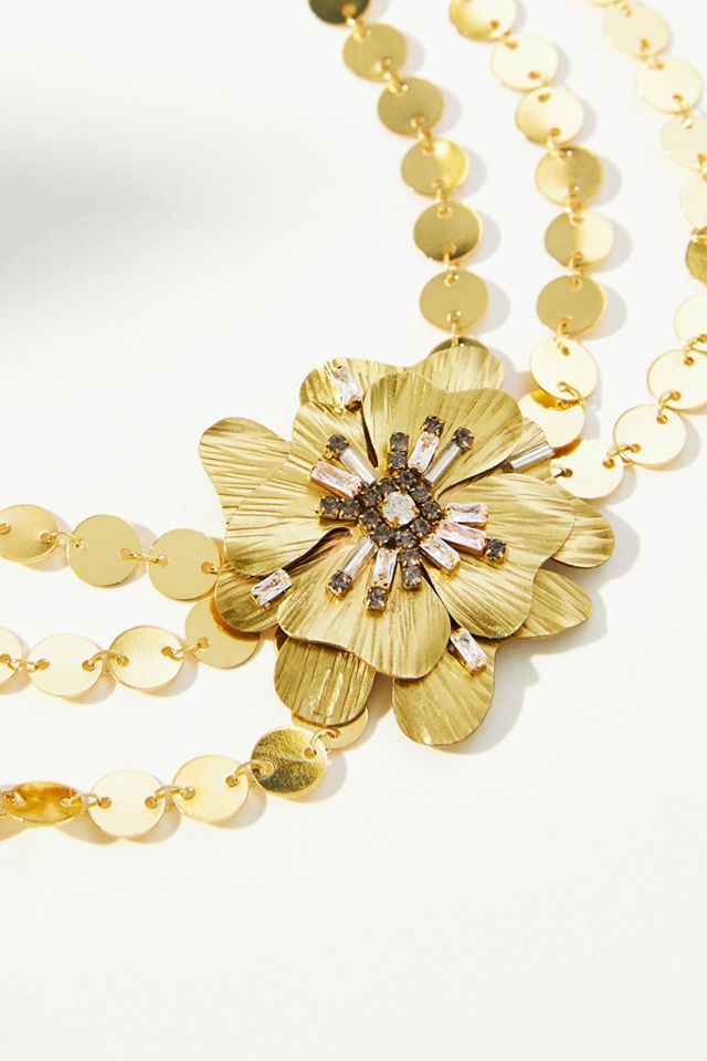Cosmic Metal Floral Choker Necklace #1