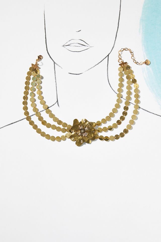 Cosmic Metal Floral Choker Necklace #2