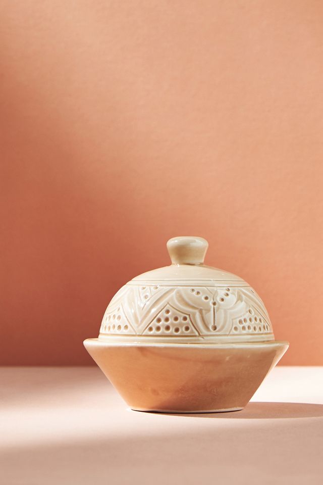 Moroccan Carved Ceramic Butter Dish