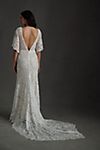 Rish Haleh Flutter-Sleeve Allover Lace V-Neck Fit & Flare Wedding Gown #1