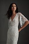 Rish Haleh Flutter-Sleeve Allover Lace V-Neck Fit & Flare Wedding Gown #2