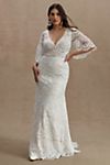 Rish Haleh Flutter-Sleeve Allover Lace V-Neck Fit & Flare Wedding Gown #5