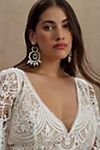 Rish Haleh Flutter-Sleeve Allover Lace V-Neck Fit & Flare Wedding Gown #6