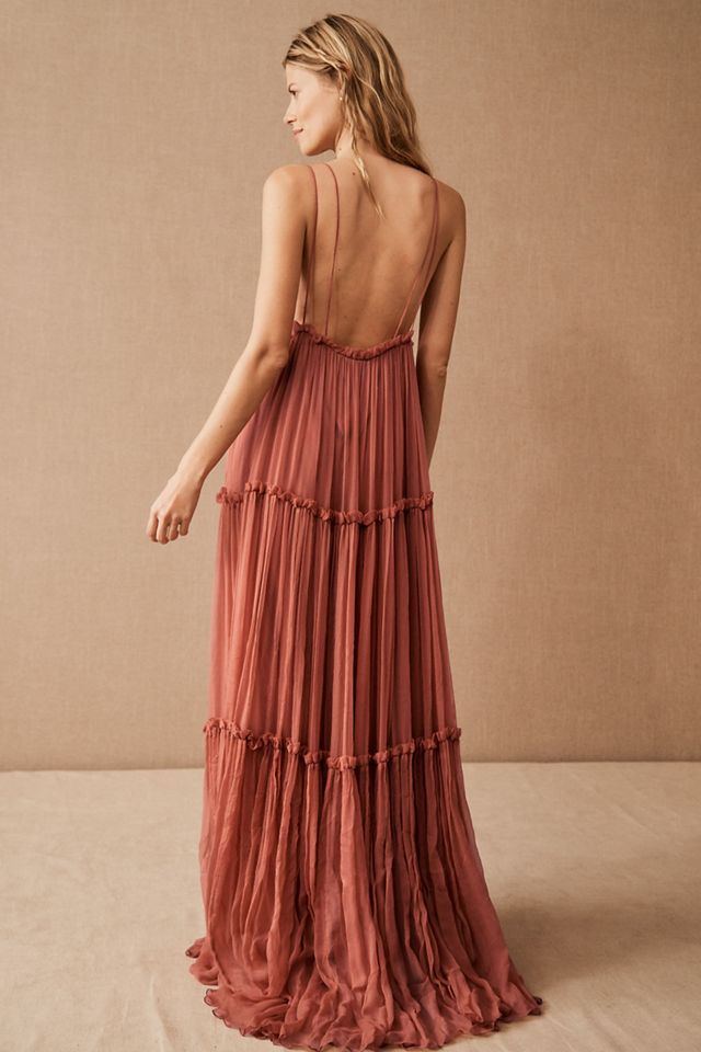 chinese dress ladies Amandine Burgundy Halterneck Gathered Maxi Dress