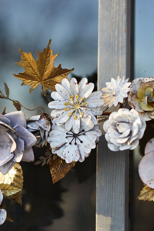 White Flowers Iron Wreath #2