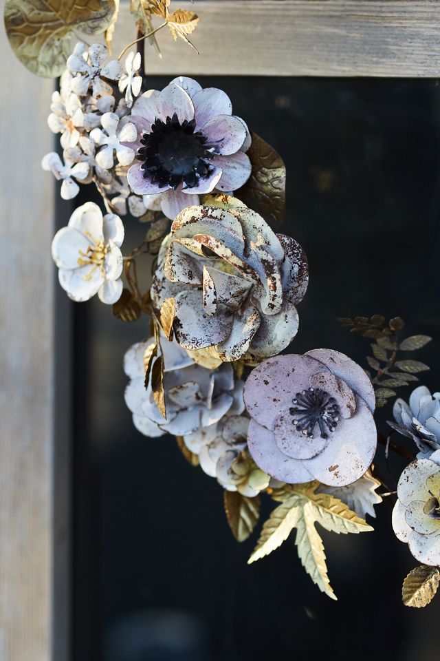 White Flowers Iron Wreath #4