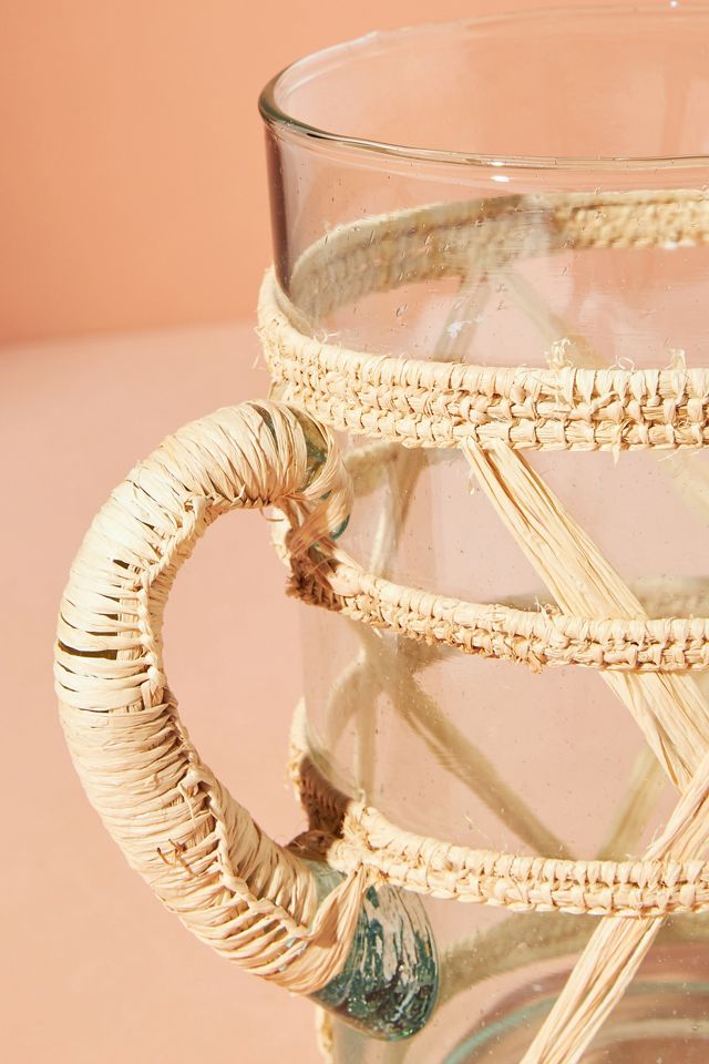 Moroccan Raffia Glass Jug #1
