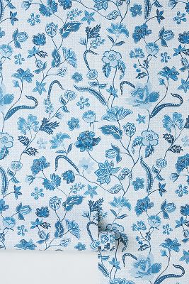 Mark D. Sikes Floral Wallpaper In Blue