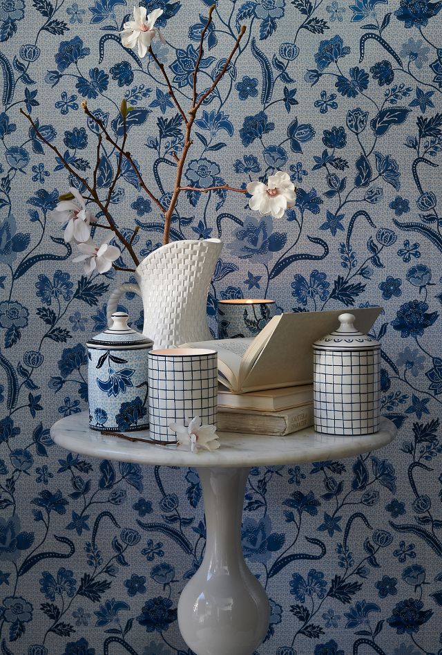 blue and white floral wallpaper for walls