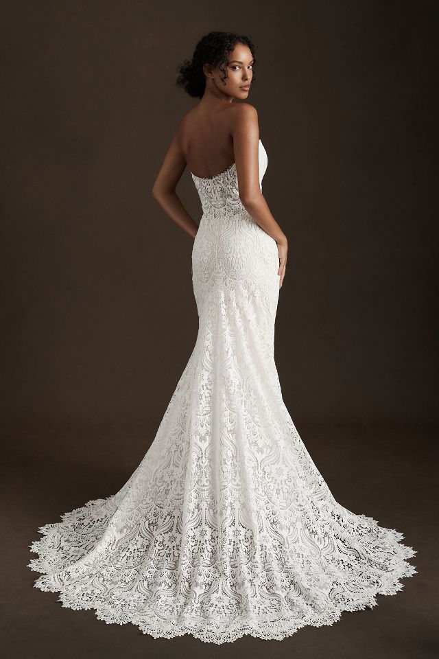 Strapless Lace Sheath Gown