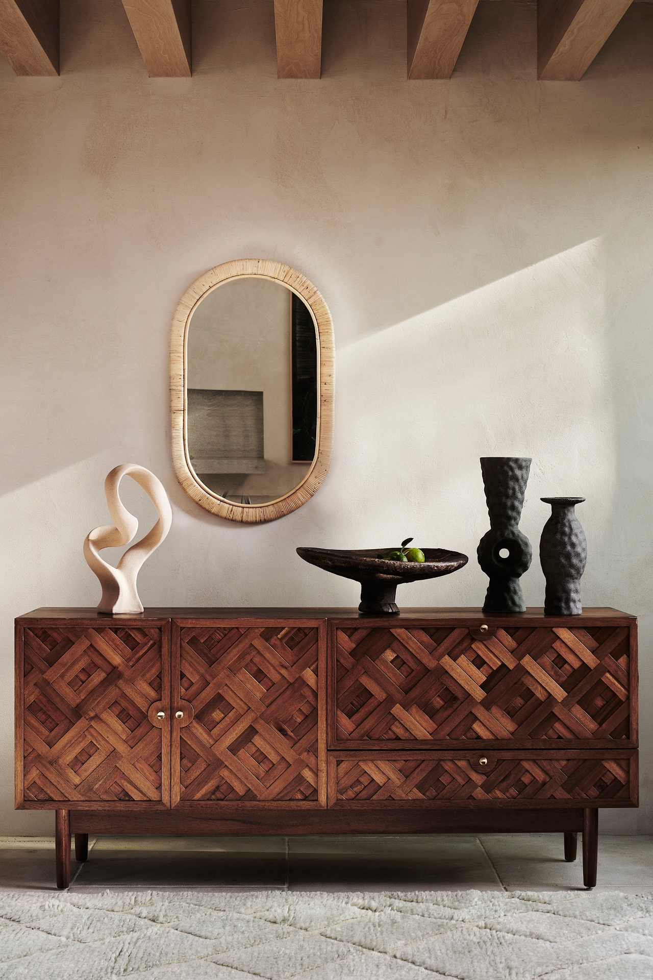 Rattan Lozenge Mirror