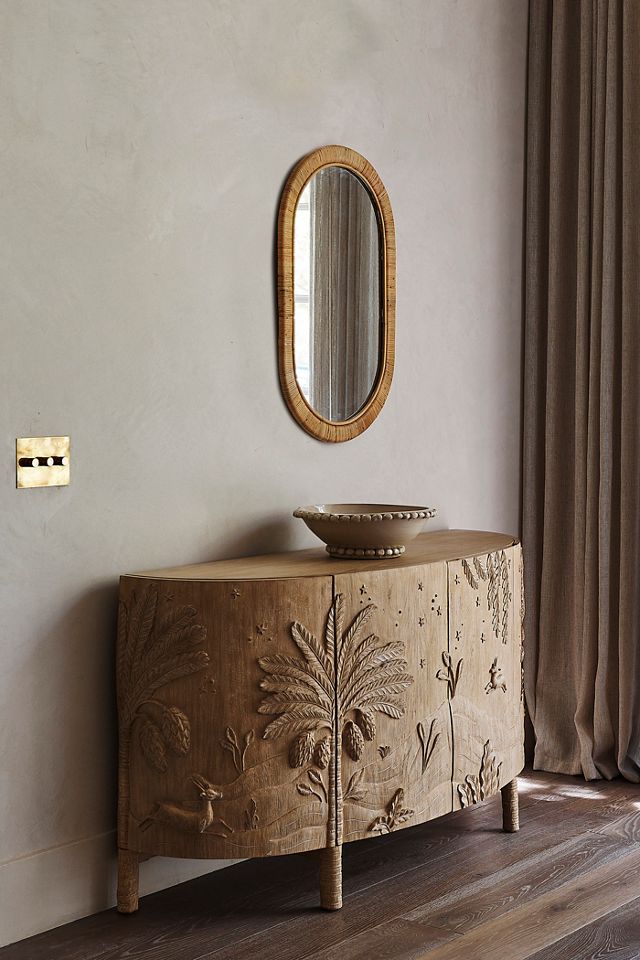 Lozenge Rattan Oval Wall Mirror #4