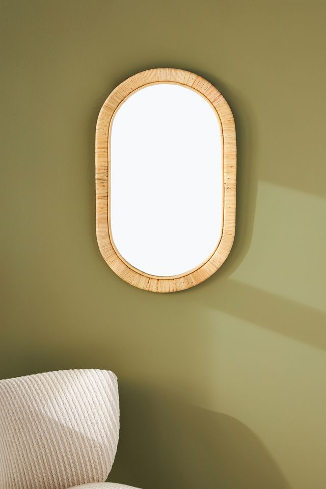 Lozenge Rattan Oval Wall Mirror #1