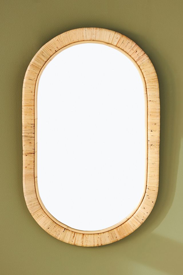 Lozenge Rattan Oval Wall Mirror #2