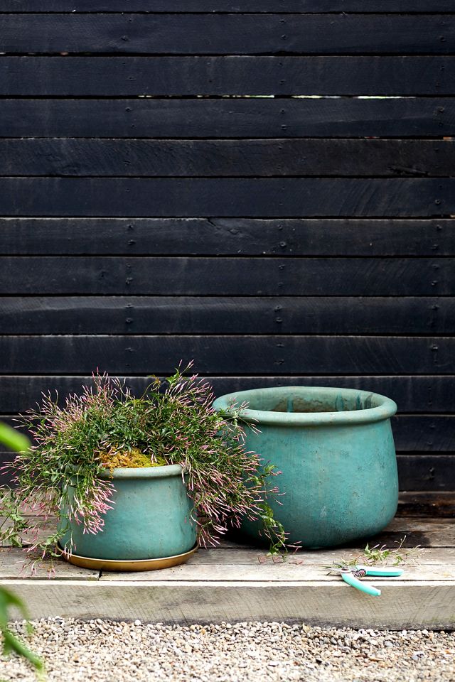 Roll Top Low Ceramic Planter, 19"