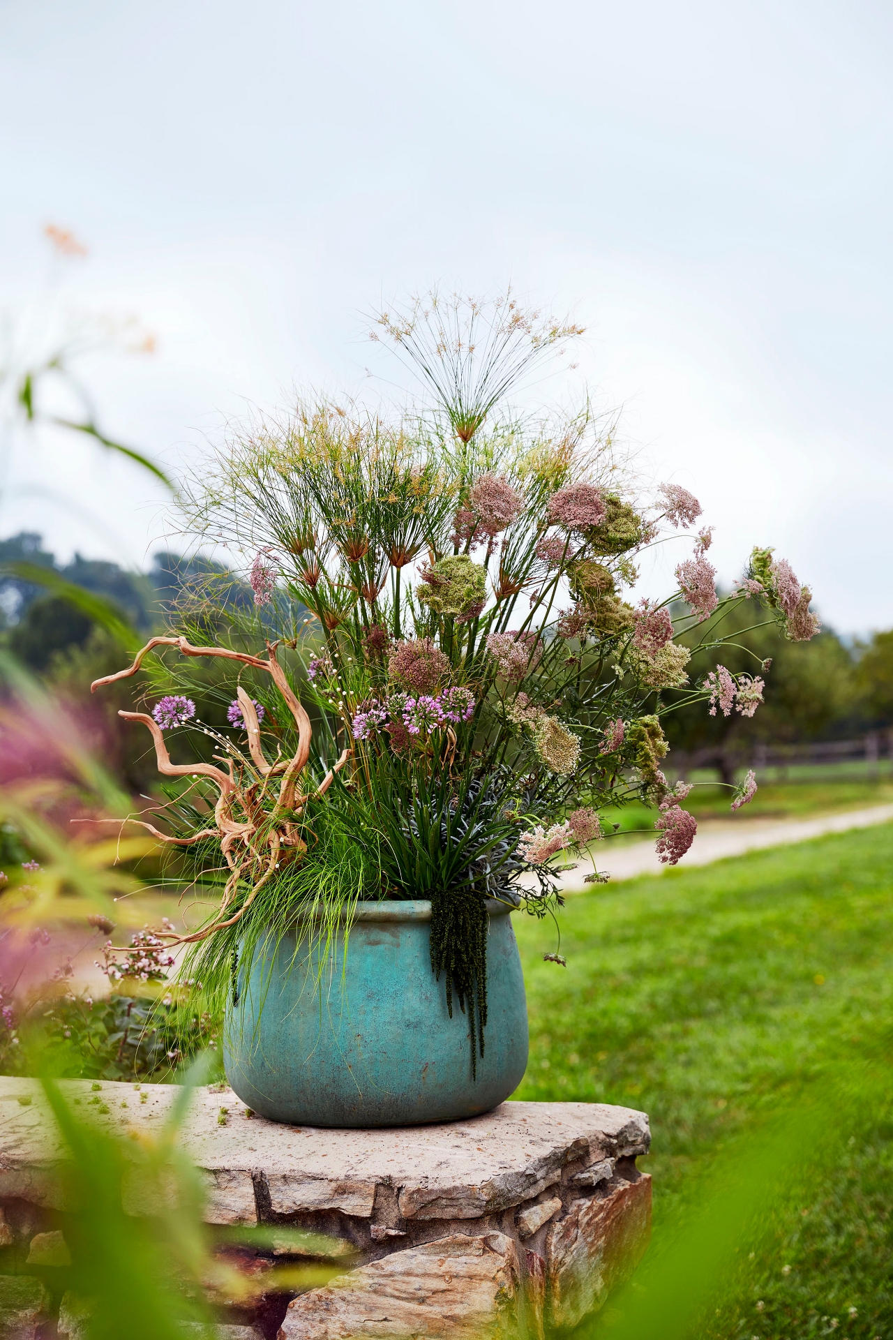 Roll Top Low Ceramic Planter