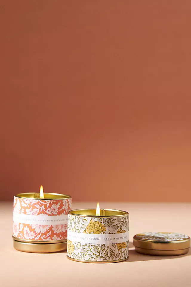 anthropologie.com | Set of 2 Pretty Petal Tin Candles