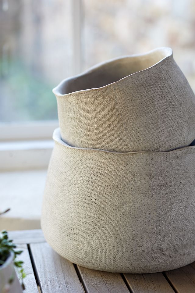 Textured Concrete Pouch Planter, 8" #2
