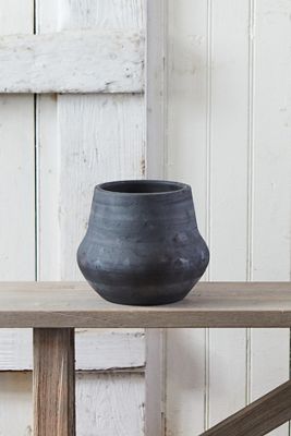 Charcoal Ceramic Bell Jar Planter, 7"