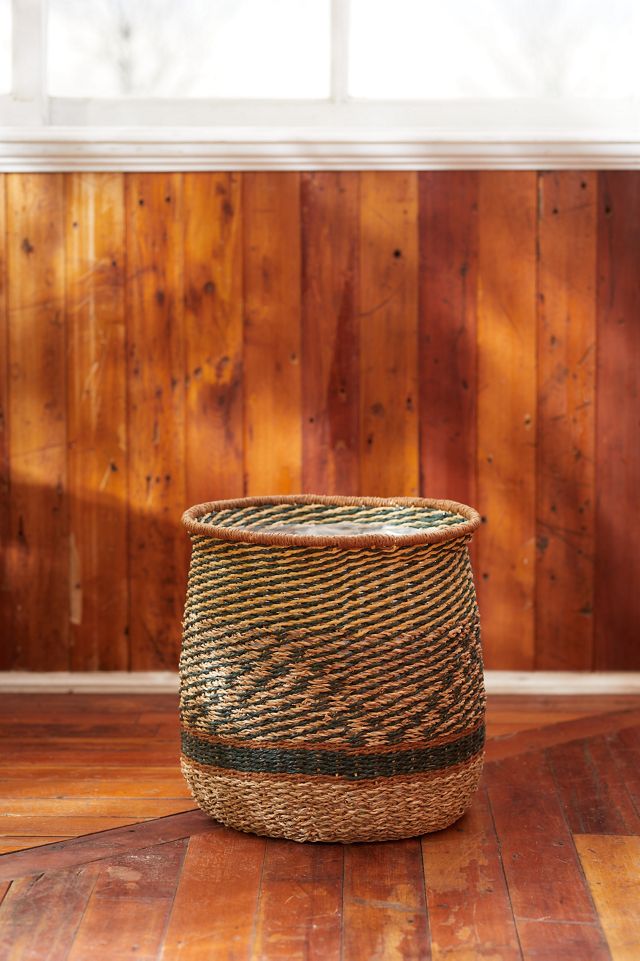 Diamond Stripe Woven Basket Pot, 14" #2