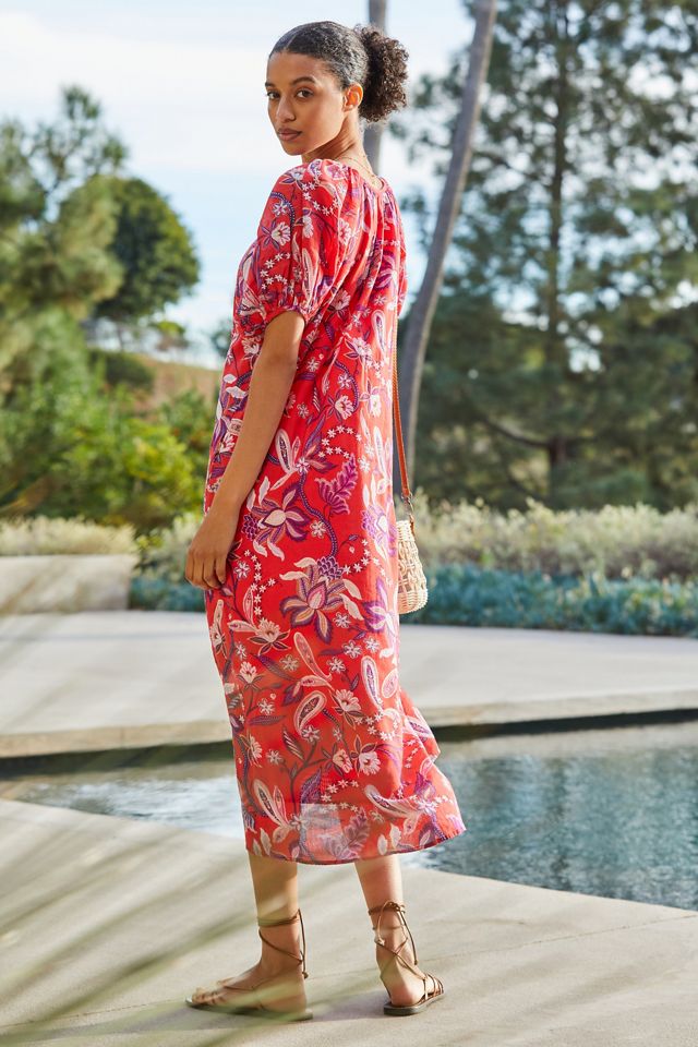 sundry retro floral maxi dress Sundry Wild Floral Dress - Chambray