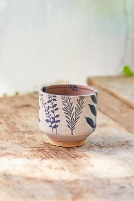 Indigo Floral Footed Planter, 4"