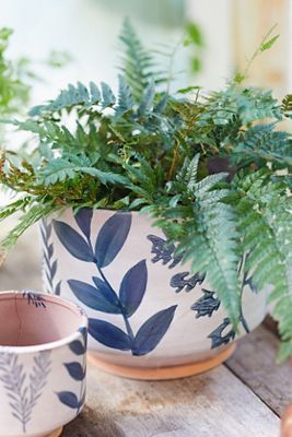 Indigo Floral Footed Planter, 8"
