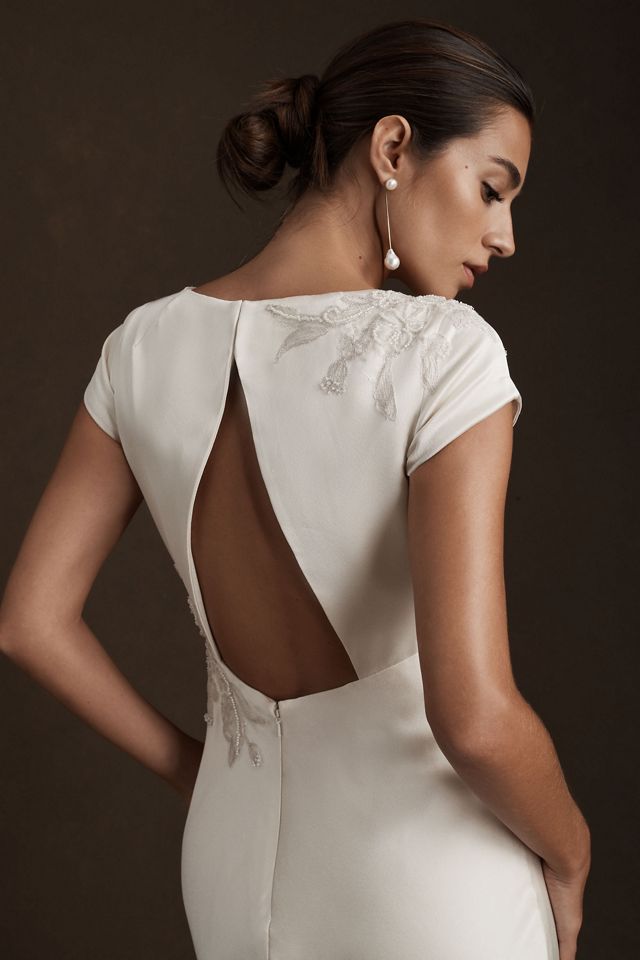 Jenny by Jenny Yoo Briony Cap-Sleeve Deep-V Beaded Floral Wedding Gown #2