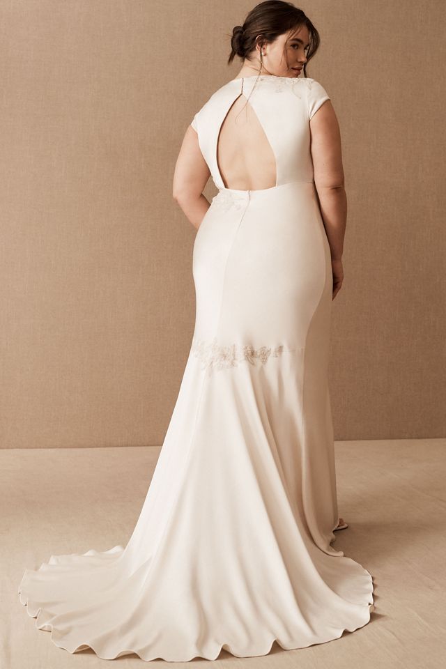 Jenny by Jenny Yoo Briony Cap-Sleeve Deep-V Beaded Floral Wedding Gown #5
