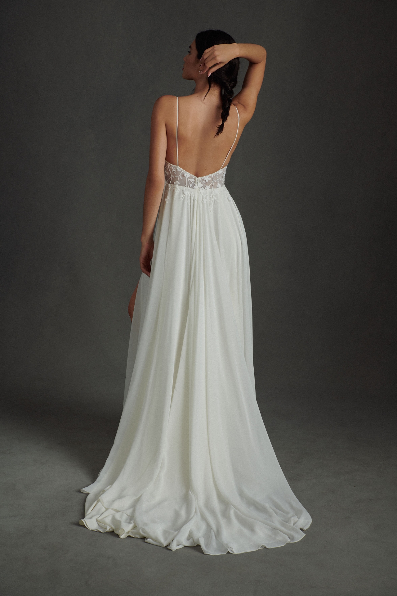 Jenny by Yoo Kelsey Chiffon & Lace V-Neck A-Line Wedding Gown