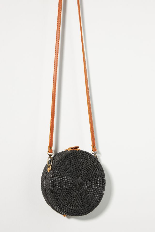 Woven round crossbody bag hot sale