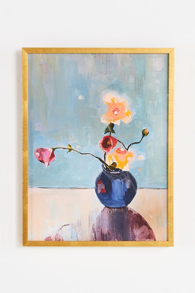 Flowers in Blue Vase Wall Art #1
