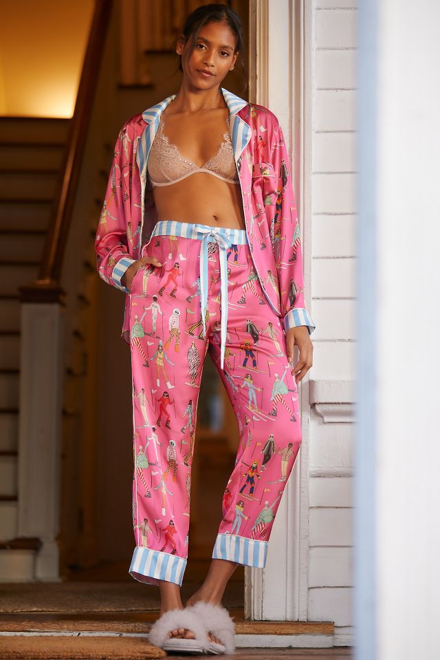 Karen Mabon Apres Ski Satin Pajama Set Anthropologie